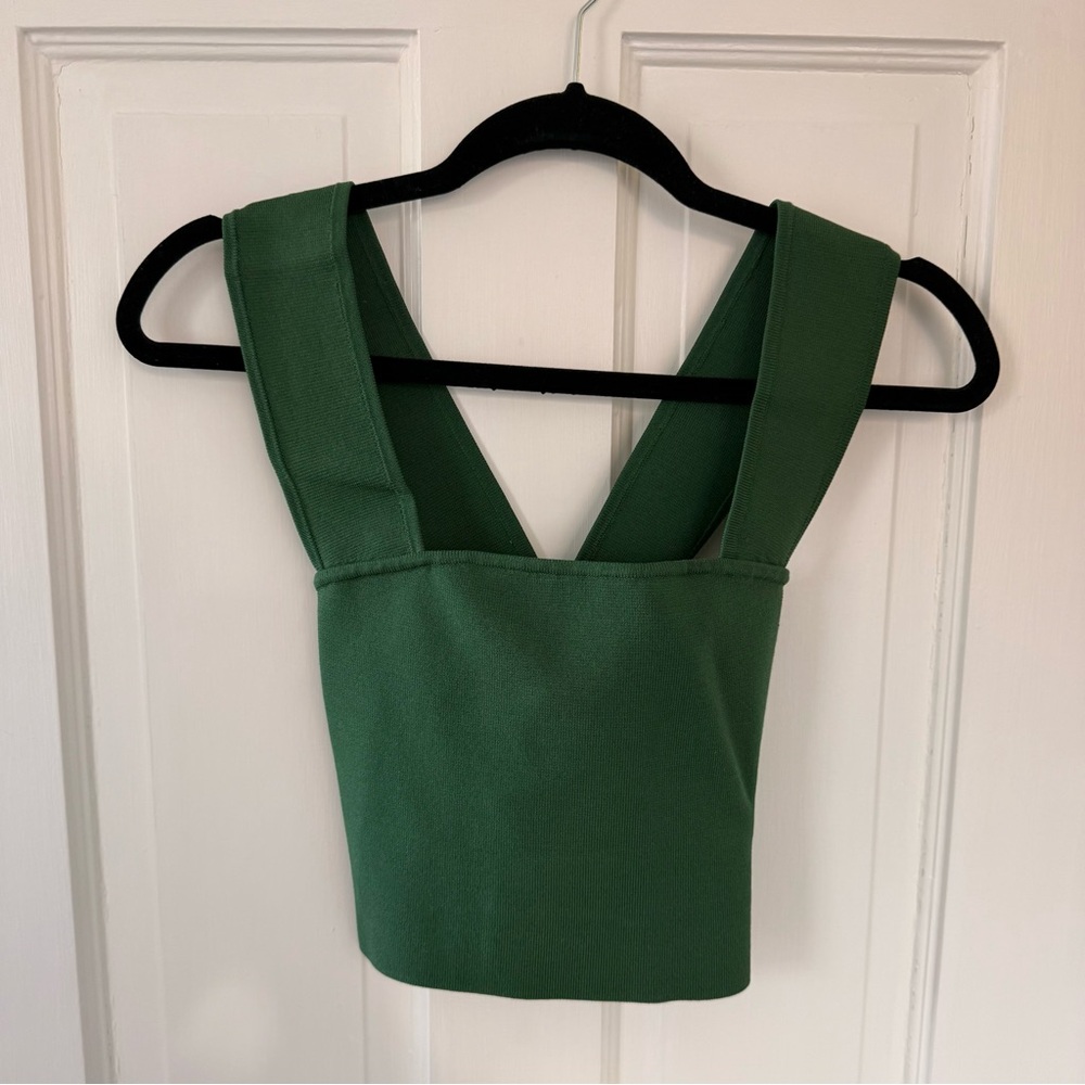 Aritzia Babaton Forest Green Crop Top